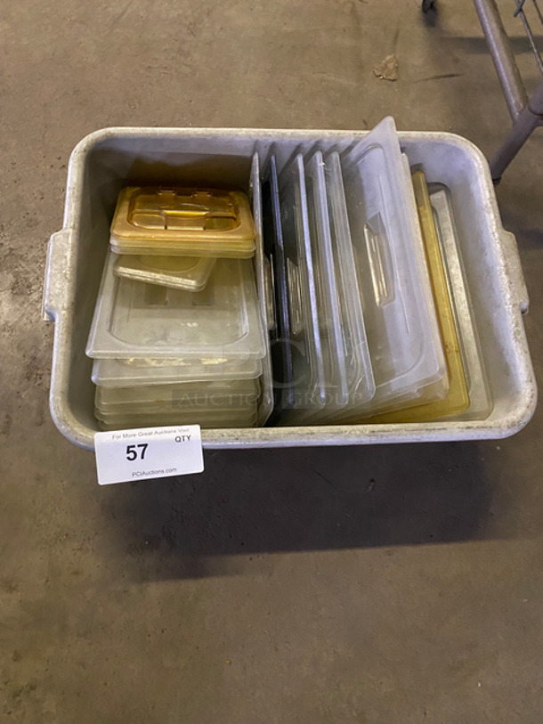 ALL ONE MONEY! Bin Full Of Various Size And Color Cambro Food Pan Lids! - Image 1 of 5