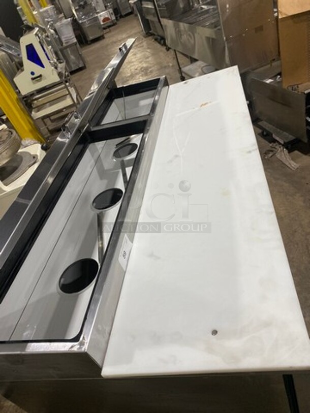 True Commercial Refrigerated Pizza Prep Table! With Commercial Cutting Board! With 2 Door Storage Space Underneath! Poly Coated Racks! All Stainless Steel! On Casters! Model: TPP67 SN: 7985756 115V 60HZ 1 Phase - Image 9 of 12