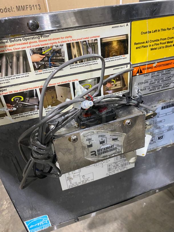 Pitco Frialator Commercial Natural Gas Powered 2 Bay Deep Fat Fryer! With 4 Brand New Frying Baskets! With Oil Filter! All Stainless Steel! On Casters! Model: SSH55 SN: G14BD009400 - Image 9 of 11