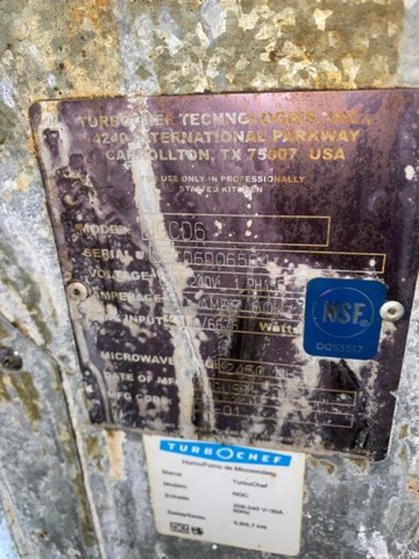 2010 Turbo Chef Commercial Countertop Rapid Cook Oven/ Microwave Oven! All Stainless Steel! Tornado Series Model: NGCD6 SN: NGCD6D06564 208/240V 60HZ 1 Phase - Image 5 of 8