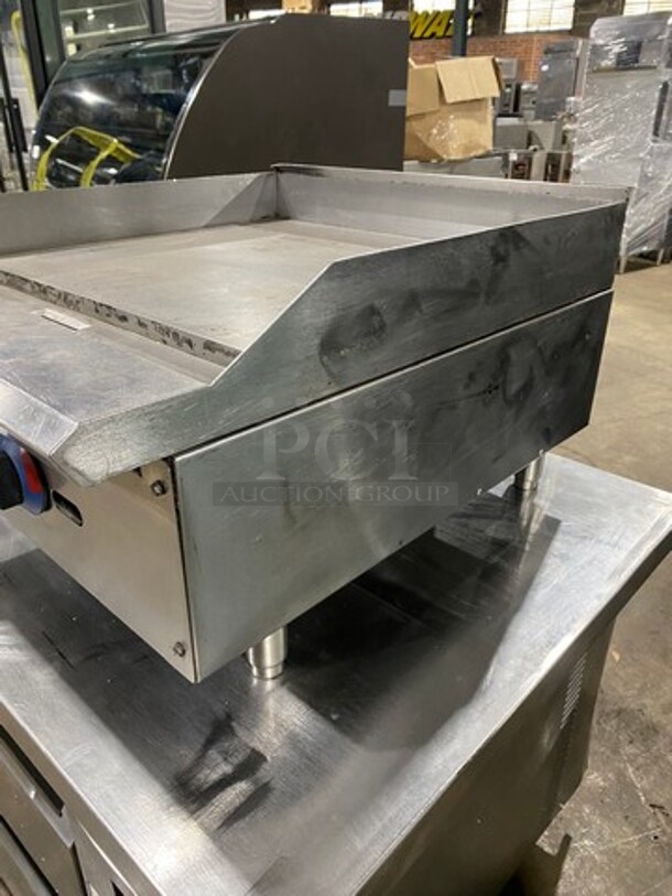 APW Commercial Countertop Natural Gas Powered Flat Top Griddle! With Back And Side Splashes! All Stainless Steel! On Small Legs! - Image 3 of 8