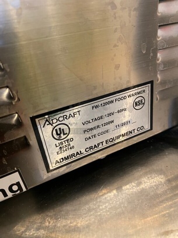 LATE MODEL! 2021 Adcraft Commercial Countertop Single Well Food Warmer! All Stainless Steel! WORKING WHEN REMOVED! Model: FW1200W 120V - Image 7 of 9