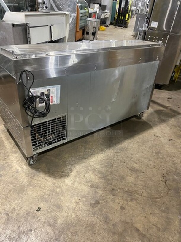 Continental Commercial Refrigerated Pizza Prep Table! With 3 Door Storage Space Underneath! All Stainless Steel! On Casters! Model: CPA68 SN: 15974548! 115V 1 Phase! - Image 4 of 9