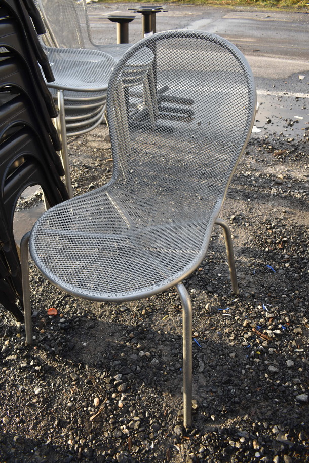 6 Gray Metal Mesh Patio Chairs. 23x23x32. 6 Times Your Bid! - Image 3 of 4