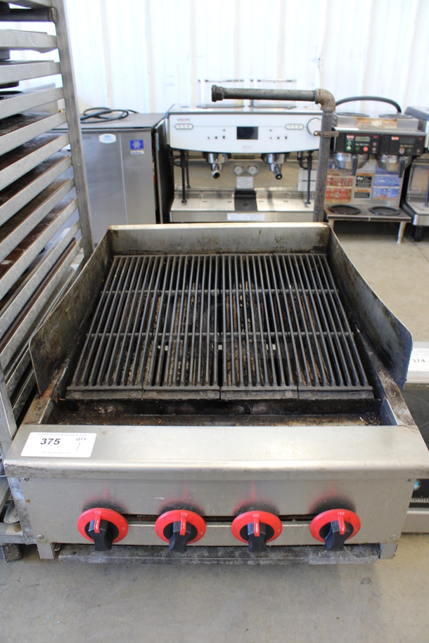 Stainless Steel Commercial Countertop Natural Gas Powered Charbroiler Grill. 24x31x19