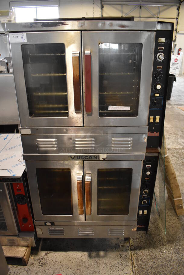 2 Vulcan Snorkel Stainless Steel Commercial Natural Gas Powered Full Size Convection Oven w/ View Through Doors, Metal Oven Racks and Thermostatic Controls. 2 Times Your Bid!