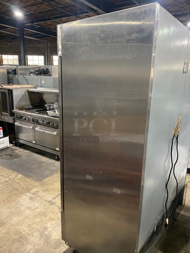 WOW! 2021 Bison Reach In Cooler! On Commercial Casters! Working When Removed! MODEL BRR46 SN: BRR4600321052900K80008 115V 1PH  - Image 2 of 10