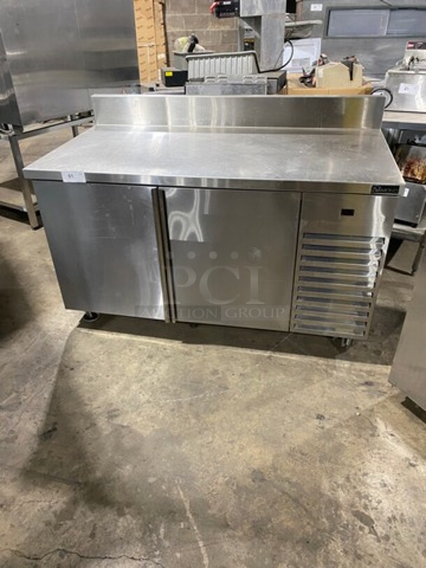 GREAT! LATE MODEL! Diamond Commercial 2 Door Refrigerated Lowboy/Worktop Cooler! With Backsplash! All Stainless Steel! On Casters! WORKING WHEN REMOVED! Model: RL3060SC SN: 1890416 115V 60HZ 1 Phase