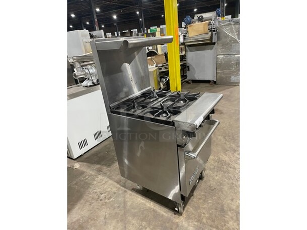 American Range Natural Gas Powered 4 Burner Range! With Oven Underneath! All Stainless Steel! With Raised Backsplash & Salamander Shelf! On Casters! - Image 2 of 9