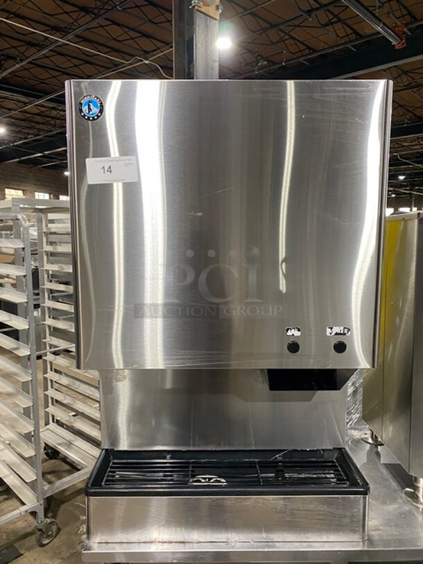 LATE MODEL! Hoshizaki Commercial Countertop Ice Maker/Water Dispenser Machine Combo! All Stainless Steel! On Legs! MODEL DCM300BAH SN: H13436E! 115-120V 1Phase!
 - Image 1 of 9