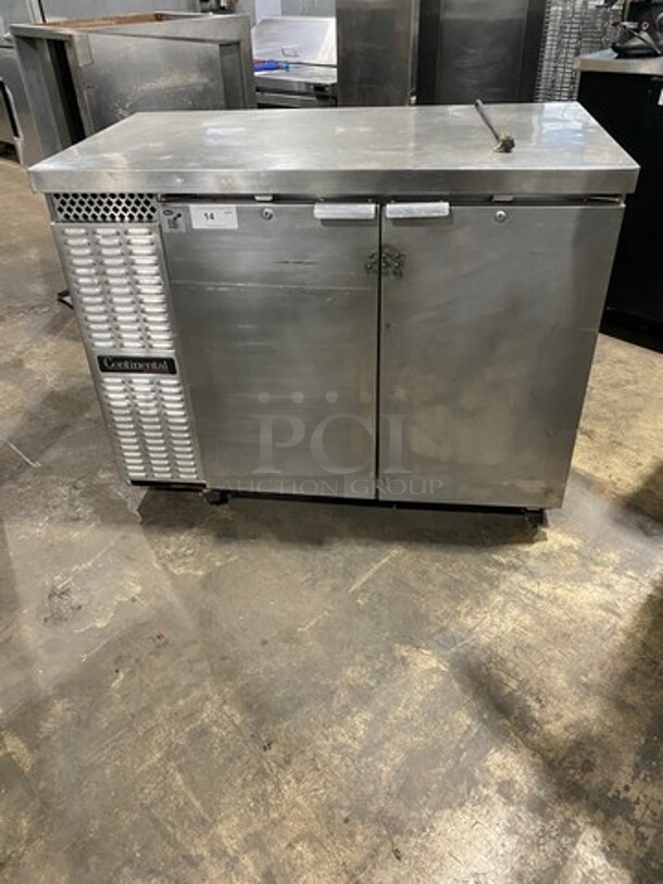 Continental Commercial 2 Door Bar Back Cooler! With Poly Coated Racks! All Stainless Steel! WORKING WHEN REMOVED! Model: BBC50SS SN: 15011797 115V 60HZ 1 Phase