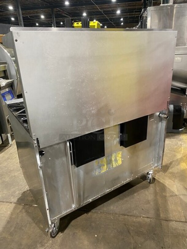 Great! US Range Commercial Natural Gas Powered 8 Burner Stove! With Raised Back Splash And Salamander Shelf! With Oven Underneath! All Stainless Steel! On Casters! Working When Removed! - Image 3 of 9