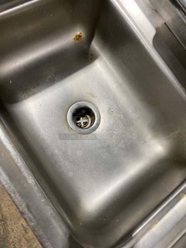 Commercial Hand Sink! With Back And Side Splashes! With Faucet And Handles! All Stainless Steel! - Image 5 of 7