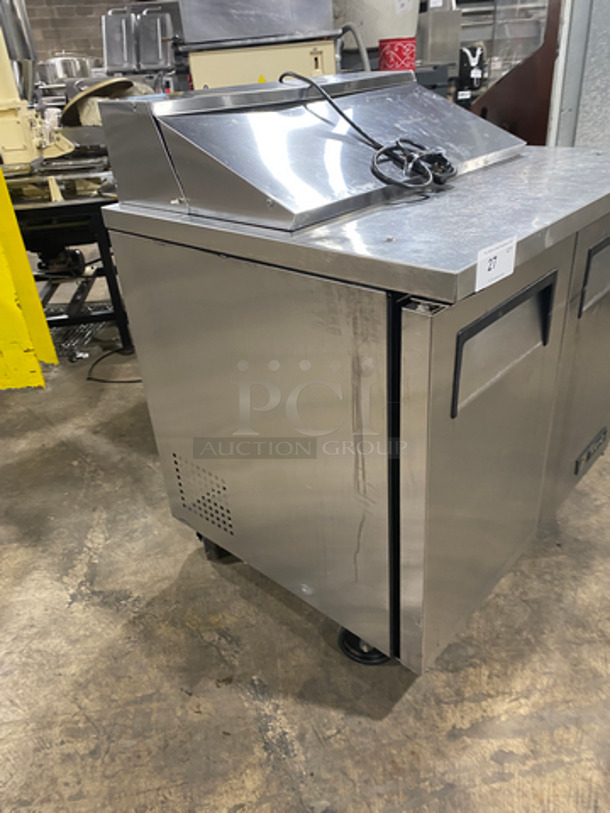 NICE! True Commercial Refrigerated Sandwich Prep Table! With 2 Door Storage Space Underneath! All Stainless Steel! On Casters! Model: TSSU3608 SN: 5143456 115V 60HZ 1 Phase - Image 2 of 9