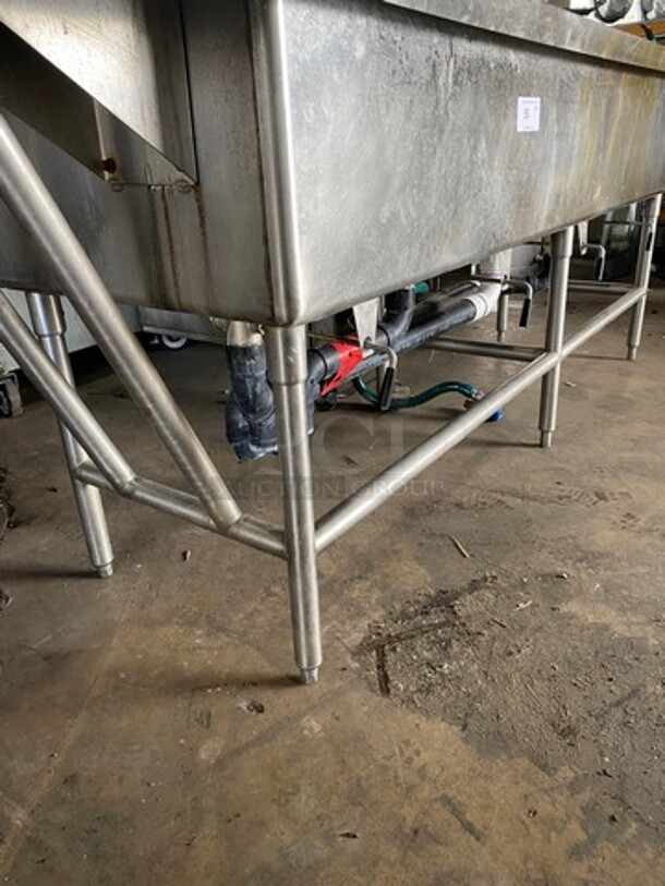Southern Stainless Commercial 4 Compartment Dish Washing Sink! With Dual Side Drain Board! With Back Splash! All Stainless Steel! On Legs! - Image 8 of 10