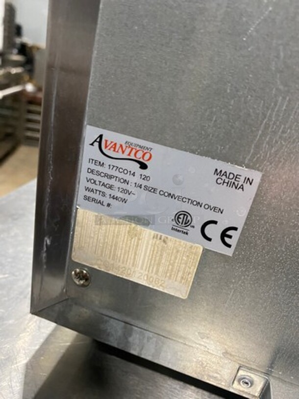 NICE! Late Model! AVANTCO Commercial 1/4 Size Convection Oven! Item 177CO14 120V - Image 5 of 8