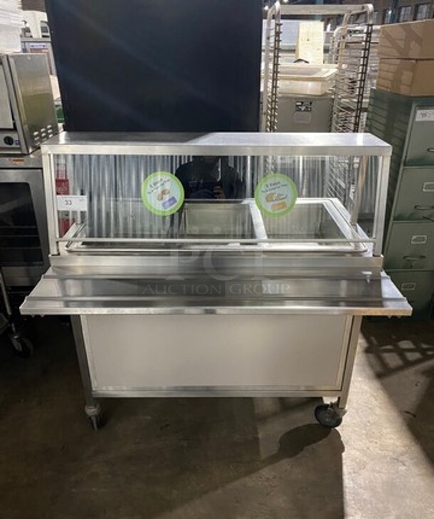Atlas Metal Commercial Electric Powered 3 Well Steam Table! With Sneeze Guard! With Storage Space Underneath! All Stainless Steel! On Casters! WORKING WHEN REMOVED! Model: WIHDM3 SN: 338589 208V 1 Phase - Image 1 of 10