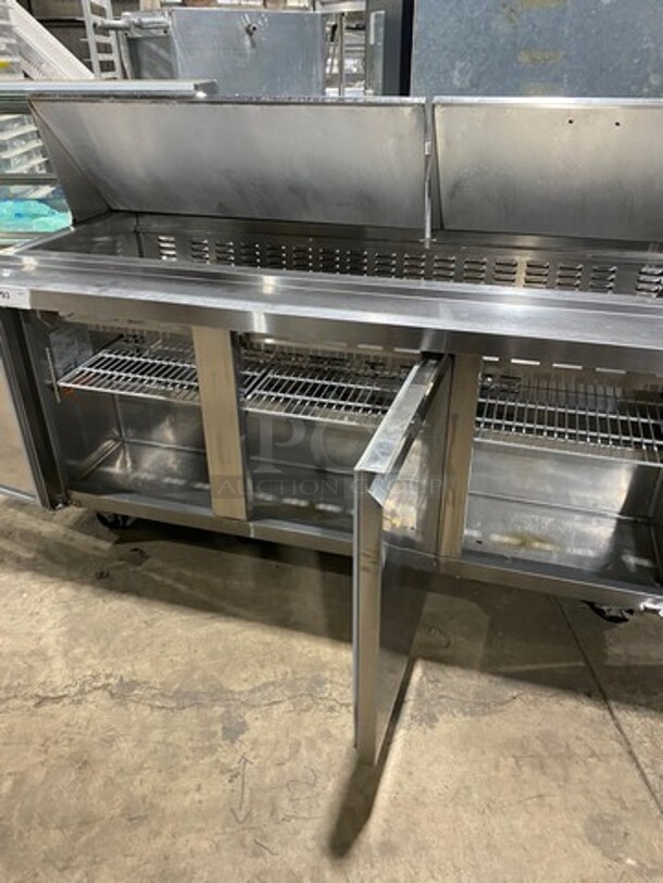 Spartan Commercial Refrigerated Sandwich Prep Table! With 3 Door Storage Space Underneath! Poly Coated Racks! All Stainless Steel! On Casters! Model: SST7230 115V - Image 5 of 8
