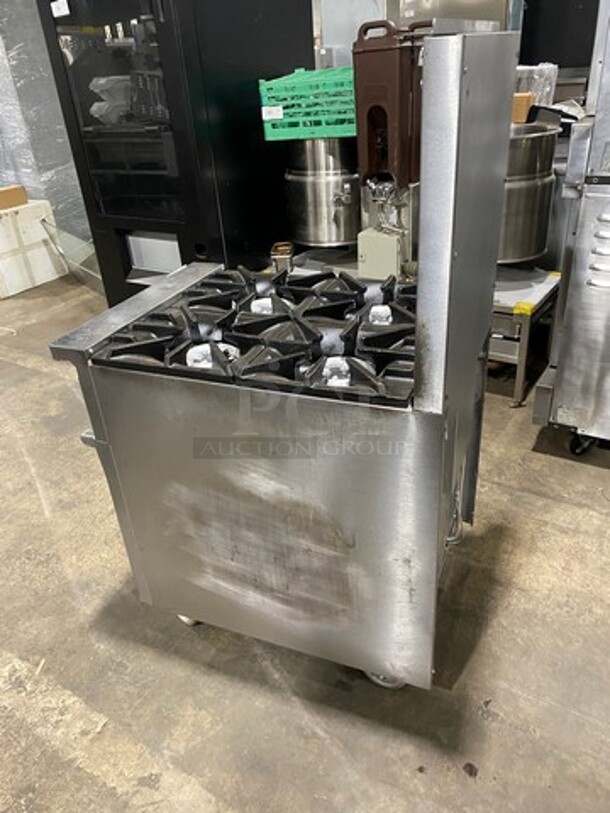 Sunfire Commercial Natural Gas Powered 4 Burner Stove! With Raised Back Splash! With Oven Underneath! All Stainless Steel! On Casters! - Image 4 of 9
