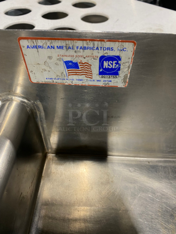 NICE! American Metal Commercial Dish/ Prep Wash Bin! With Back Splash! With Storage Space Underneath! Solid Stainless Steel! On Casters! - Image 4 of 12