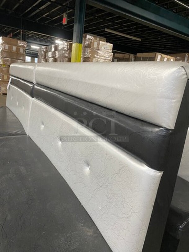 LIKE NEW! Single Sided Black And White Cushioned Booth Seat! With Wooden Outline! Perfect For Up Against The Wall! Can Be Connected To Any Of The Booths Listed! - Image 5 of 7