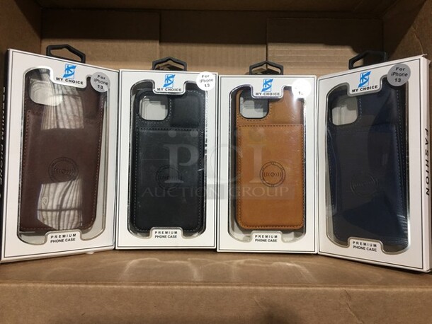 ALL ONE MONEY! NEW! 15 My Choice Premium Case For iPhone 13! With Built In Wallet! Comes In Dark Brown, Light Brown, Navy Blue And Black! - Image 2 of 4