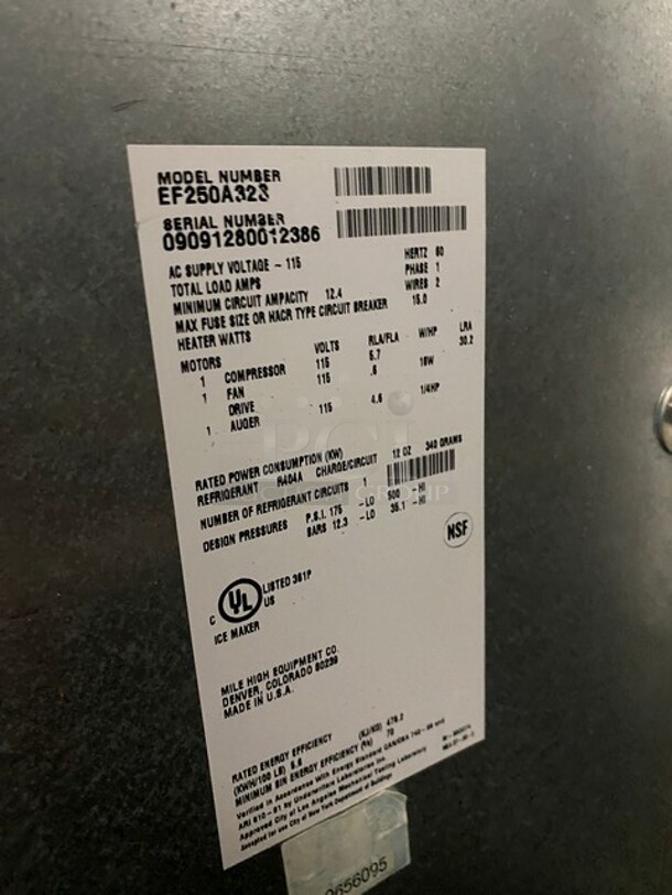 Ice-O-Matic Commercial Undercounter Ice Maker Machine! All Stainless Steel! On Legs! Model: EF250A32S SN: 09091280012386! 115V 60HZ 1 Phase! - Image 5 of 7