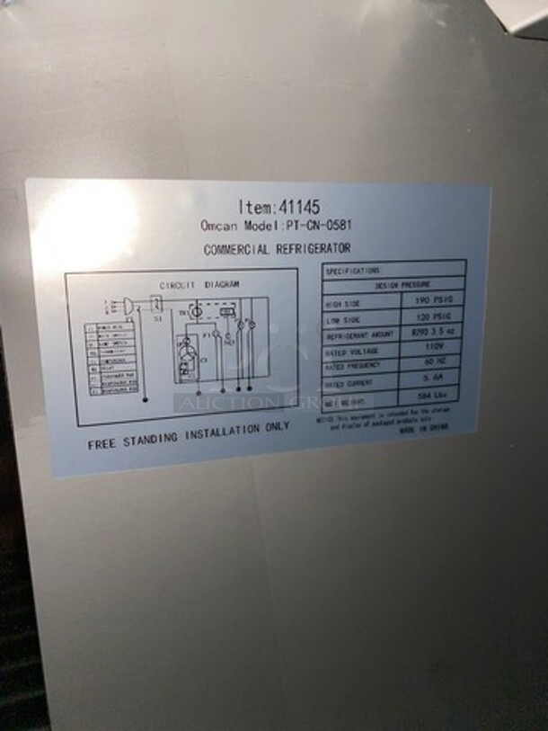 AMAZING! NEW! SCRATCH-N-DENT! Omcan Commercial Refrigerated Italian Style Marble Top Pizza Prep Table! With 3 Door Storage Space Underneath! Poly Coated Racks! All Stainless Steel! Model: PTCN0581 110V - Image 9 of 12