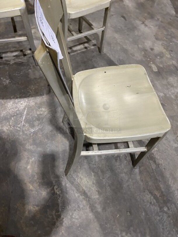 Nice! Brushed Nickel Look Metal Dinning Chairs! 4 X Your Bid!  - Image 4 of 6