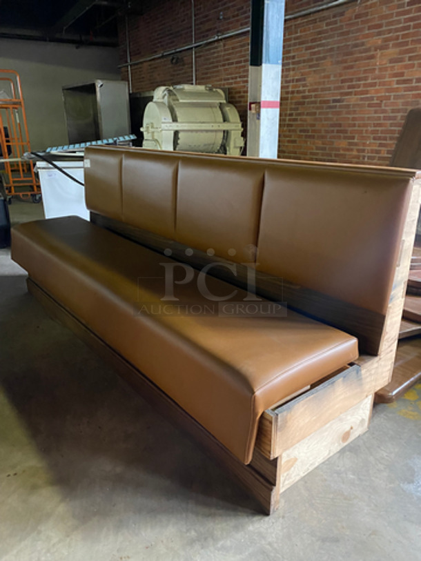 NEW! Single Sided Light Brown Cushioned Booth Seat! With Wooden Outline! Perfect For Up Against The Wall! Can Be Connected With Any Of The Booths Listed! - Image 7 of 7