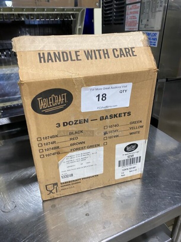 NEW! IN THE BOX! ALL ONE MONEY! 3 DZ Tablecraft Yellow Poly Oval Fast Food Serving Baskets! - Image 1 of 6