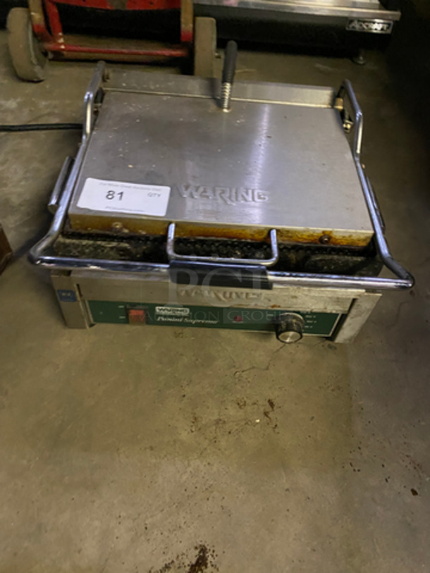 Waring Commercial Countertop Panini/Sandwich Supremo Grill! All Stainless Steel! Press With Ribbed Surface! Model: WPG250 120V 60HZ - Image 1 of 8