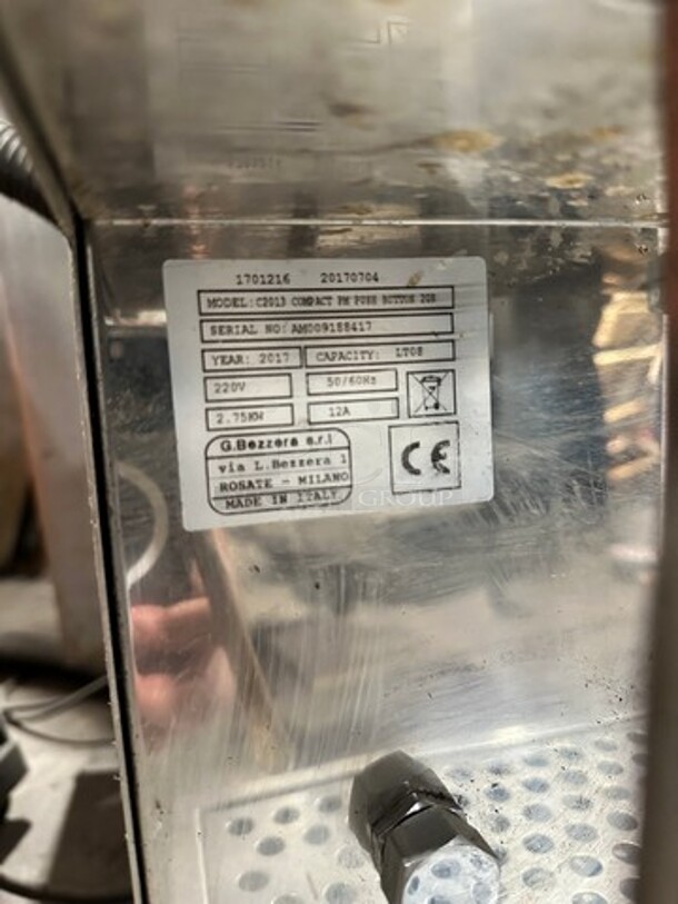 2017 Bezzera Commercial Countertop Espresso Machine! All Stainless Steel! On Small Legs! Model: C2013 SN: AM009188417 220V - Image 9 of 12