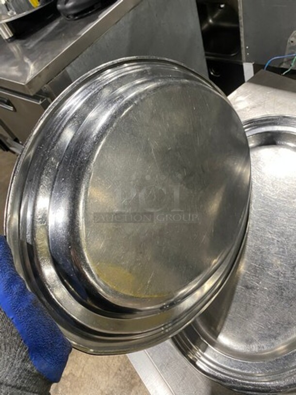 NICE! OVAL STAINLESS STEAL SERVING TRAYS, 5X YOUR BID! - Image 3 of 3