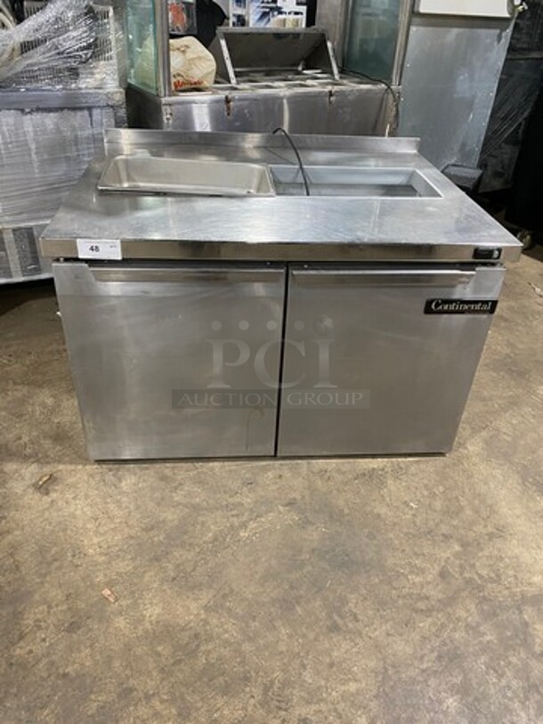 Continental Commercial Refrigerated Sandwich Prep Table! With 2 Door Underneath Storage Space! All Stainless Steel! Model: SW4812 SN: 15742637 115V 60HZ 1 Phase - Image 1 of 8