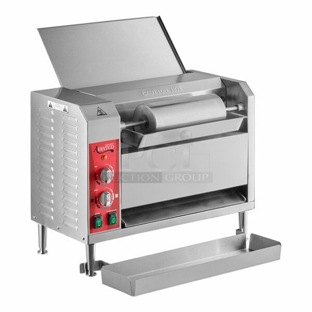 Avantco BT18AXL Vertical Contact Conveyor Bun Toaster with Extended Length Feed Tray - 120V, 1600W.  - Image 1 of 3