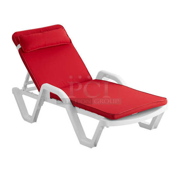 BRAND NEW SCRATCH & DENT! Lancaster Table & Seating Red Chaise Cushion with Pillow - 16 In Total - Image 5 of 6