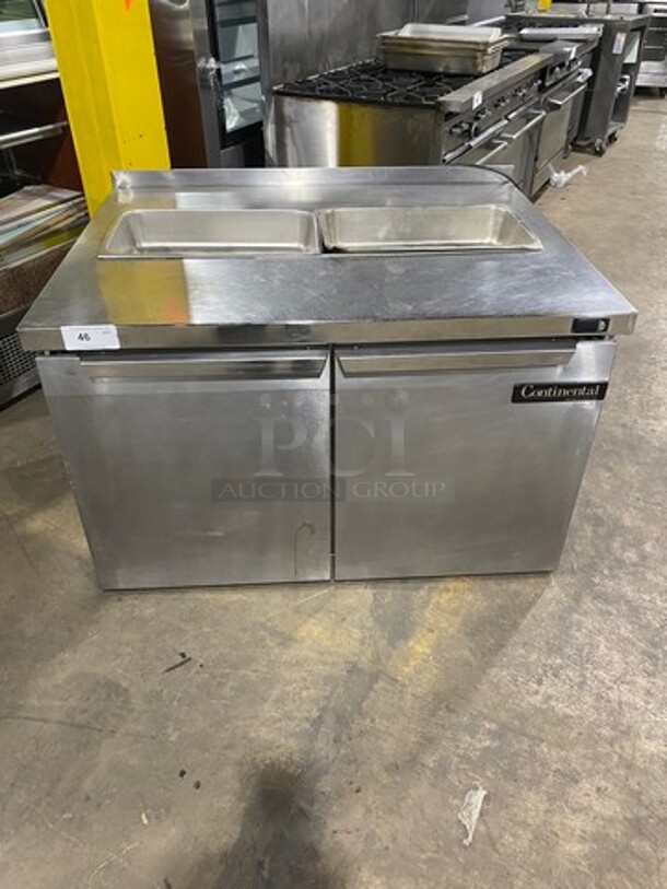 Continental Commercial Refrigerated Sandwich Prep Table! With 2 Door Underneath Storage Space! All Stainless Steel! Model: SW4812 SN: 15742637 115V 60HZ 1 Phase - Image 1 of 9