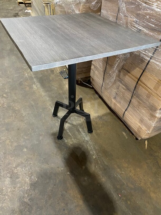 Wow! Brand New! OCS Ash Grey Finish Scratch Resistant Durowood Composite Bar Height Table! 36 By 36! Suitable For Indoor & Outdoor Use With Metal Bar Height Base!  - Image 2 of 9
