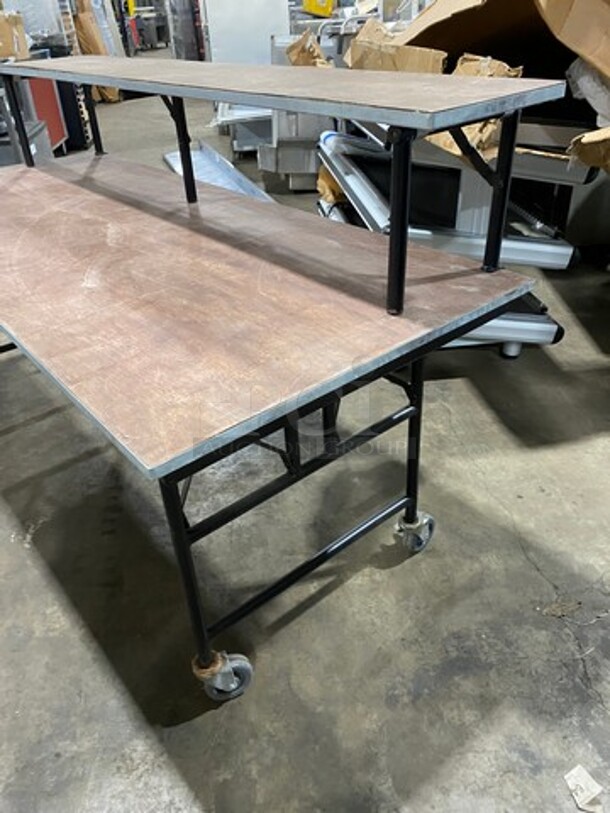Work Top/ Prep Table! With Overhead Shelf! With Foldable Legs! On Casters! - Image 2 of 8