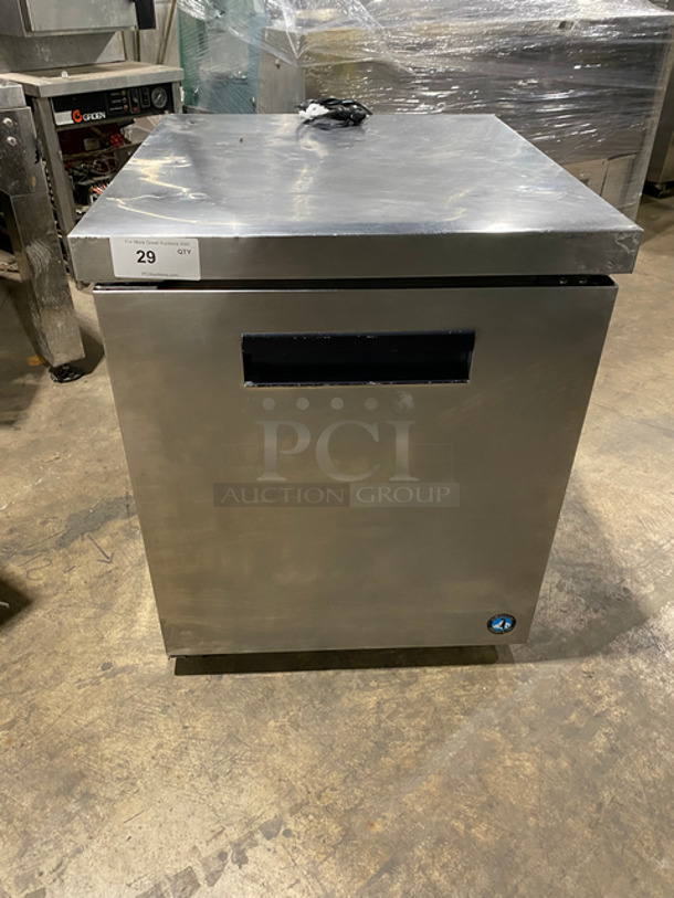 Hoshizaki Commercial Single Door Lowboy/Worktop Cooler! With Poly Coated Rack! All Stainless Steel! Model: CRMR27LPC SN: F50356F 115V 60HZ 1 Phase