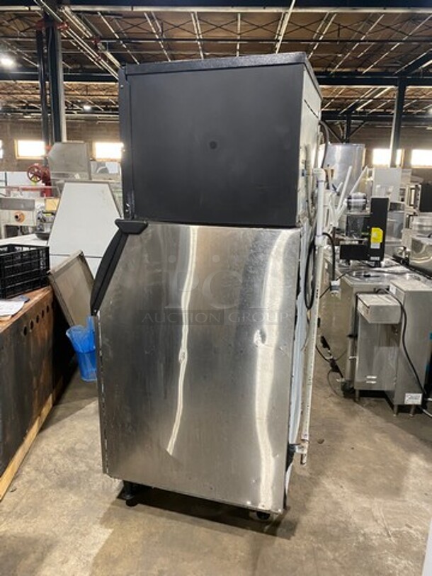 Ice-O-Matic Commercial Ice Making Machine! On Commercial Ice Bin! With Mounted Ice Scoop Holder And Scoop! All Stainless Steel! 2x Your Bid Makes One Unit! WORKING WHEN REMOVED! Model: ICE0500HW4 SN: 12061280011785 115V 60HZ 1 Phase - Image 2 of 8