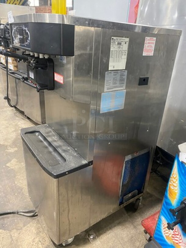WOW!  LATE MODEL 2013! Taylor Crown AIR COOLED Commercial 3 Handle Soft Serve Ice Cream Machine! All Stainless Steel! On Casters! Model: C713-33 SN: M3108009 208/230V 60HZ 3 Phase - Image 2 of 11