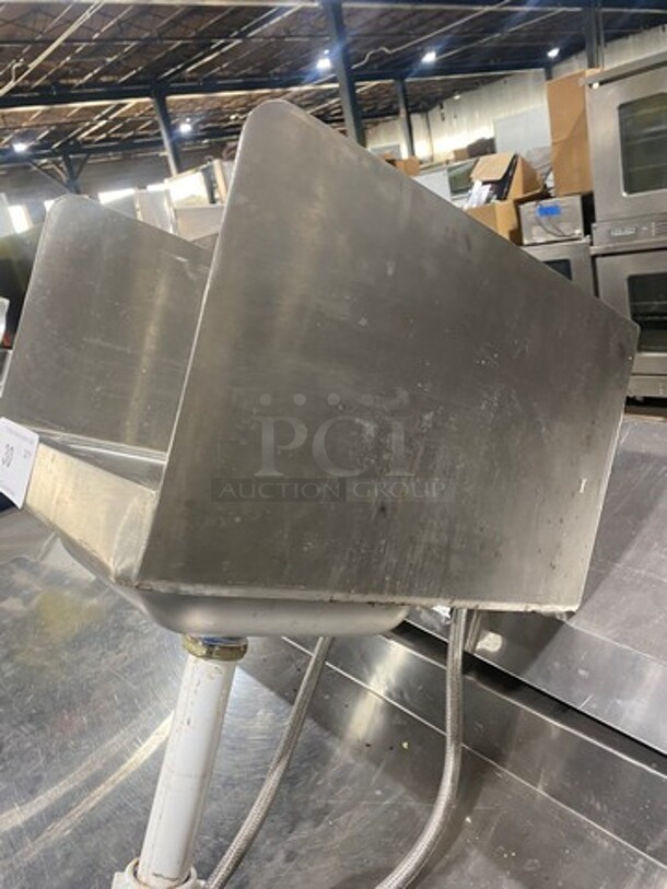 Commercial Stainless Steel Hand Sink! With Raised Back And Side Splashes! With Faucet And Handles! - Image 2 of 6