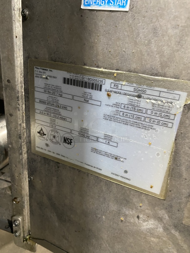WOW! Pitco 4 Bay Natural Gas Powered Commercial Deep Fat Fryer With Dump Station! With Oil Filter System!  MODEL: SGH50 SN: G11BD005235 115V! Working When Removed! 
 - Image 11 of 12
