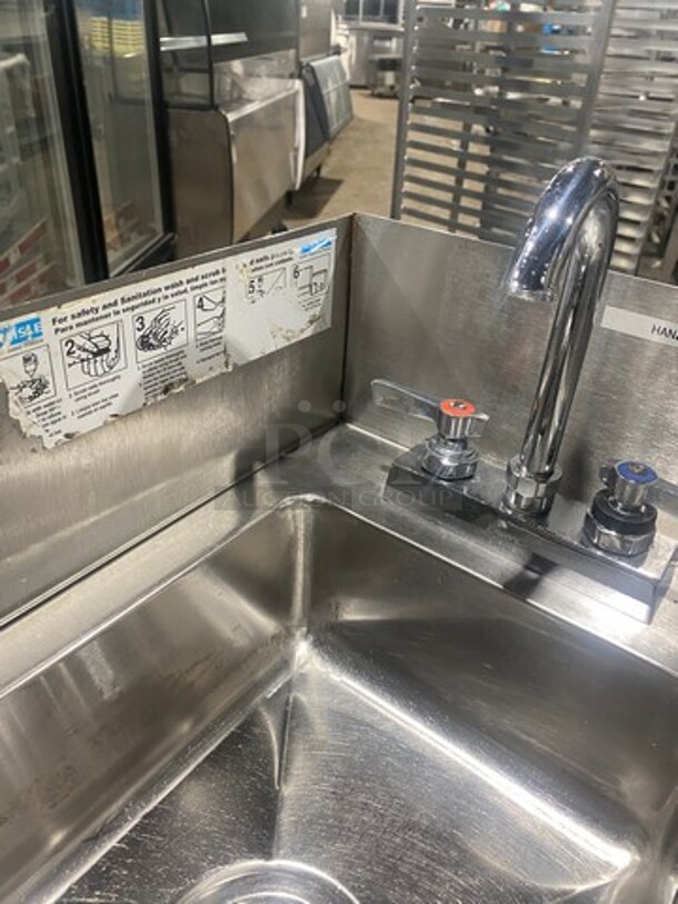 NICE! Commercial Work Top/ Prep Table! With Built In Hand Washing Sink! Sink Has Side And Back Splash! Faucet And Handles! With Storage Space Underneath! All Stainless Steel! On Legs! - Image 6 of 8