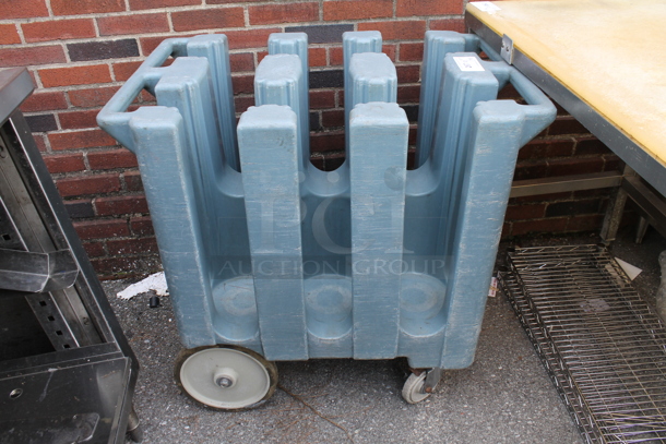 Cambro Blue Poly Dish Cart on Casters.