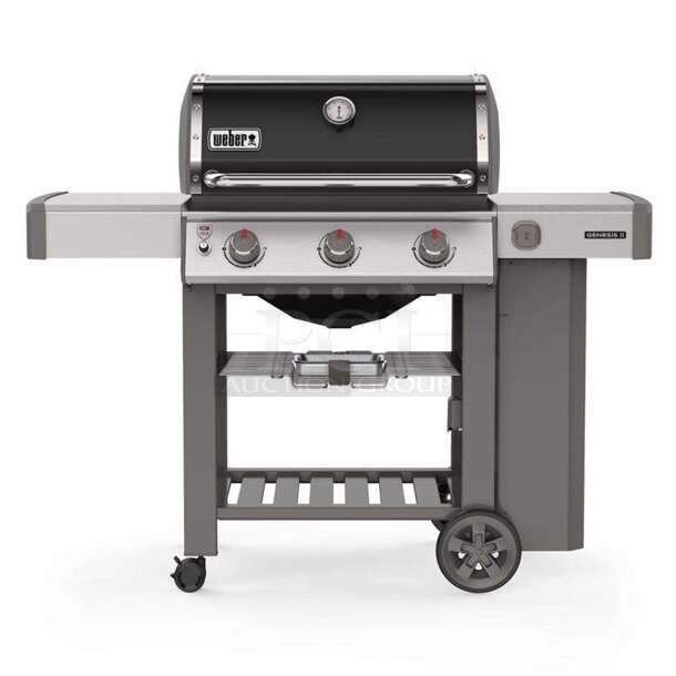 Weber Genesis II E-310 3 Burner Liquid Propane Grill, Black. iGrill 3 compatible - App Connected Thermometer (not Included), Porcelain-Enameled Cast-Iron Cooking Grates, 669 Square Inch Cooking Area - Image 1 of 12