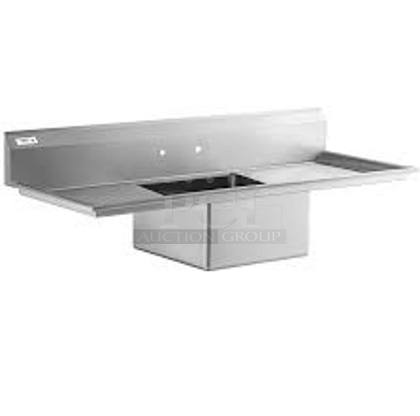 BRAND NEW SCRATCH AND DENT! Regency 600S12323224 Stainless Steel Commercial Single Bay Sink w/ Dual Drain Boards. No Legs. Bay 23x23x12