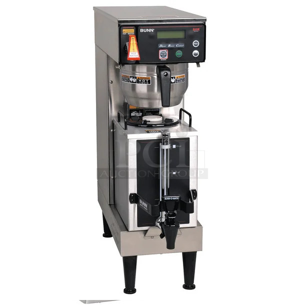 BRAND NEW SCRATCH AND DENT! 2022 Bunn SINGLE AXIOM 35 Stainless Steel Commercial Countertop Coffee Machine w/ Hot Water Dispenser. Does Not Come w/ Server or Brew Basket. 120/208-240 Volts, 1 Phase.  